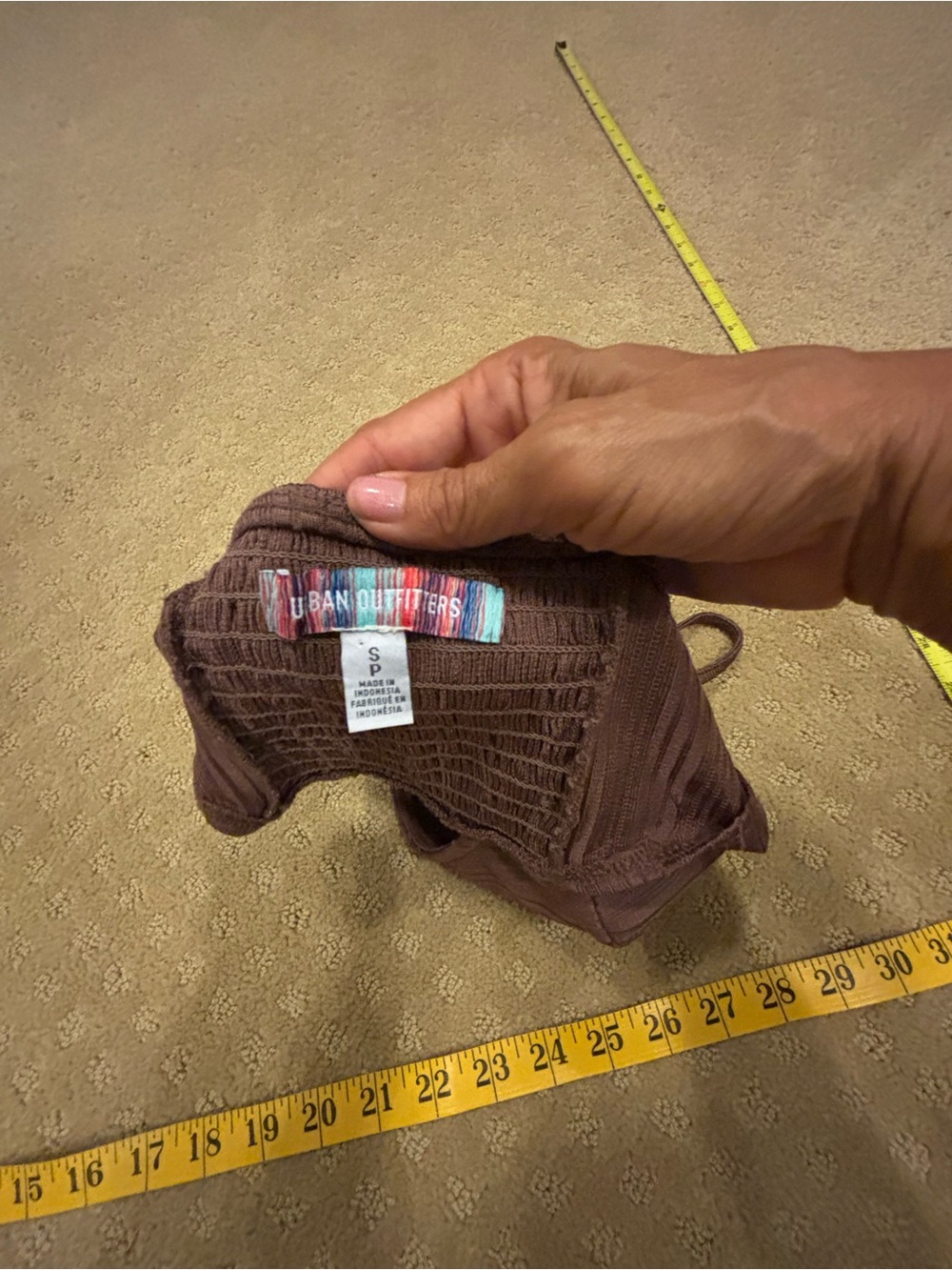 Urban Outfitters Brown Ribbed Corset Crop Top Sz S